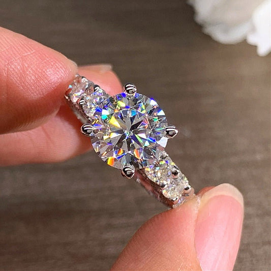 Copper Inlaid Zircon Ring Women